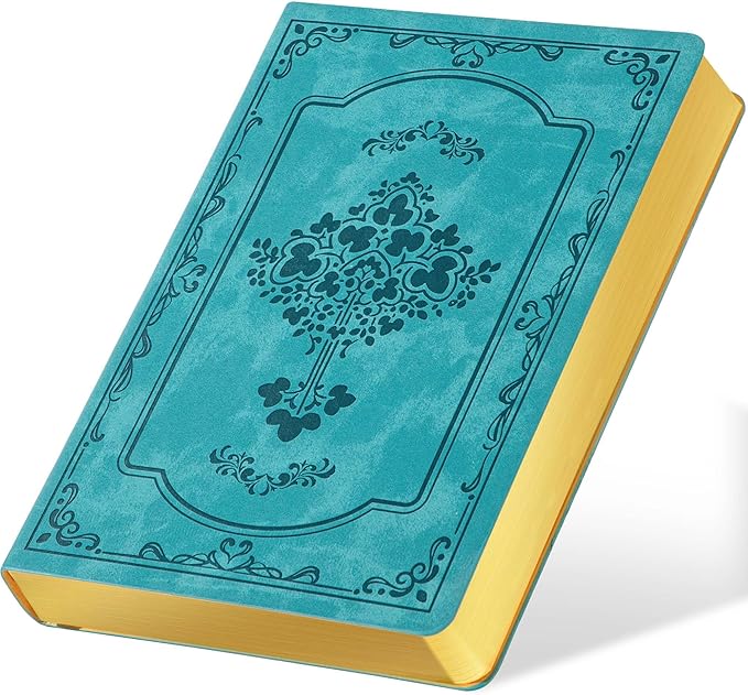 CAGIE Vintage Leather Journal for Women Soft Cover Notebook with 256 Lined Pages 100 GSM Thick Paper A5 College Ruled Journals Notebooks for Writing, 5.7 x 8.3 in, Blue