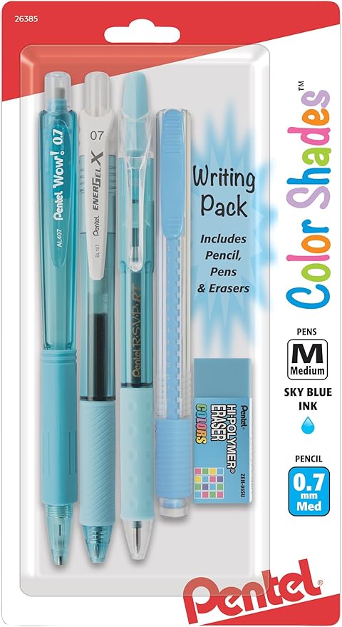 Pentel Color Shades Writing Pack - Pastel Sky Blue (BLBKALZBPS)