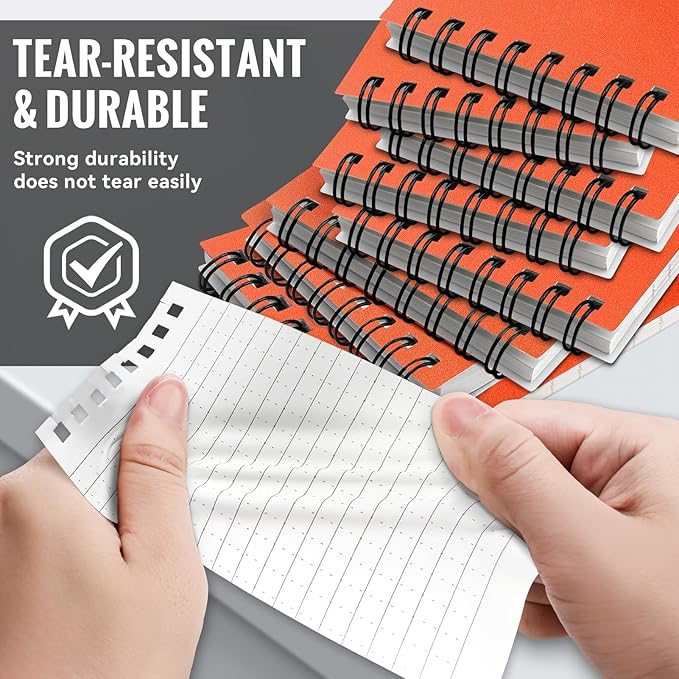 POPYOLA 8 Pack Waterproof Pocket Notebook, 3x5 Pocket Notepad, All Weather Mini Spiral Notepad, Write in the Rain Police Notepad with 100 Squared Pages for Outdoor Home Office School, Orange