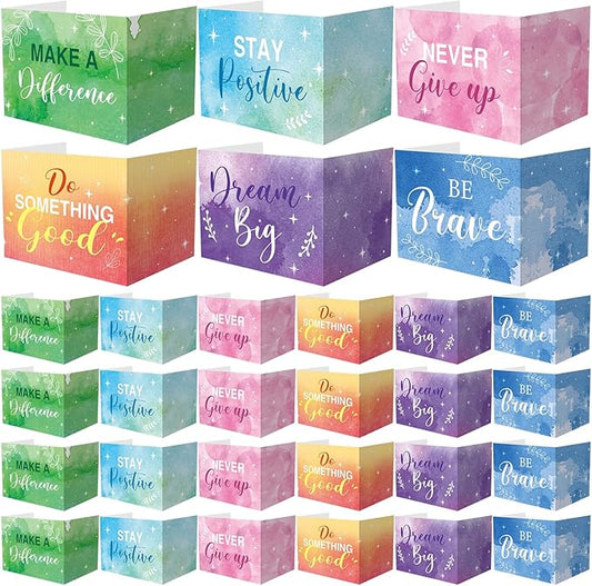 Honoson 24 Pcs Bulk Inspirational Privacy Folders for Students Cardboard Test Privacy Boards Motivational Words Desk Dividers Shield for Classroom School Study Supplies, 6 Styles(Watercolor)