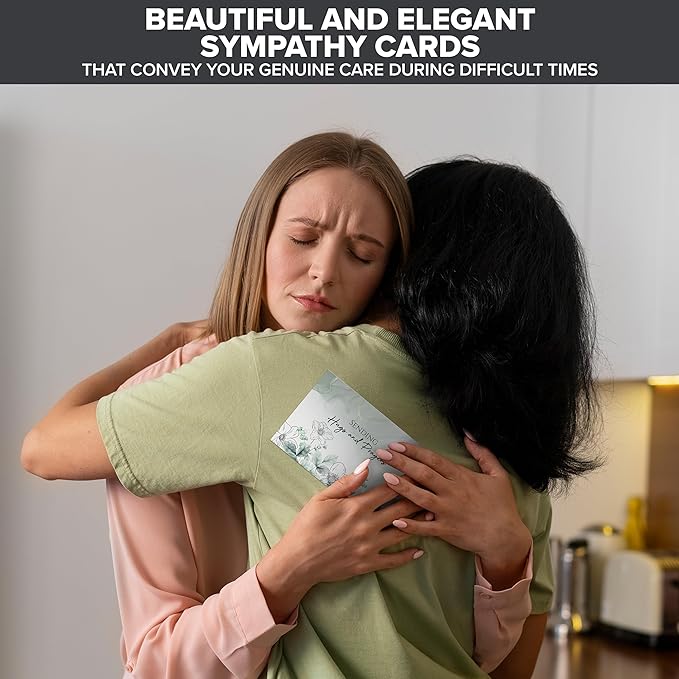 Decorably 24 Pack 6x4in Assorted Sympathy Cards with Envelopes and Stickers, 24 Unique Designs Sympathy Cards Assortment Box with Envelopes with Printed Message Inside