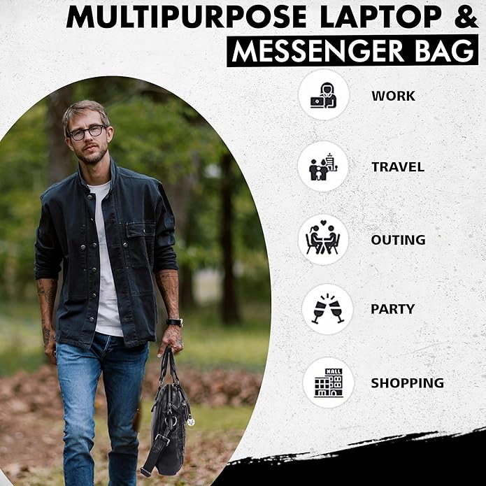 Genuine Leather Laptop Bag For Men 15 Inch, Messenger Bag For Women