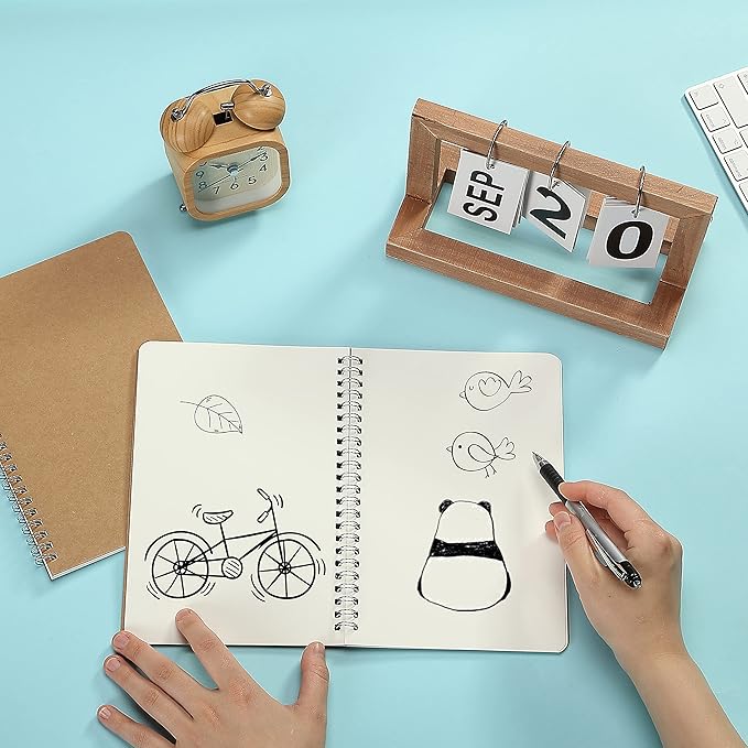 Mr. Pen- Spiral Notebook, A5, Kraft Cover, 2 Pack, 80 Pages, Sketch Book, Drawing Notebook, Notebook Spiral, Spiral Bound Notebook, Spiral Sketchbook, Blank Journal Notebook, Unlined Notebook