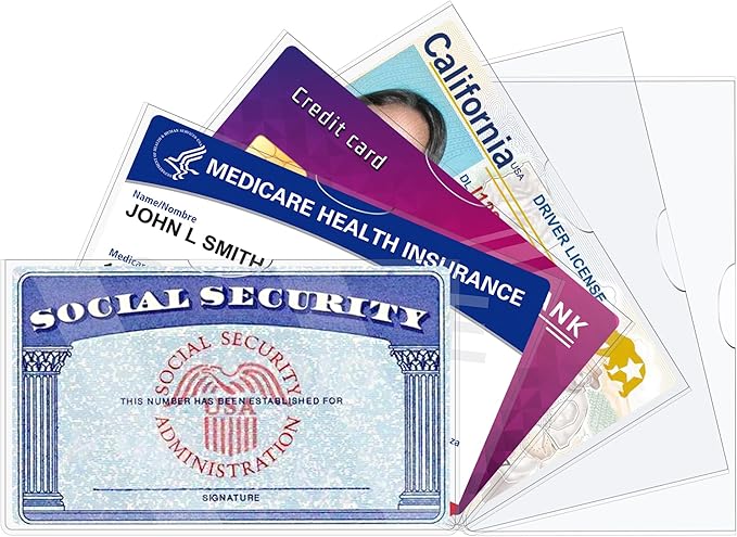 6 Pack Social Security Card Protector Sleeves/New Medicare Card Protector Sleeve/Credit Card Holder,24 Mil Soft Clear Card Sleeves for Waterproof SSN Card Protector/Credit Card Cover