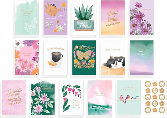 American Greetings 15-Count Thinking of You Card Bundle with Envelopes- Get Well, Support, Friendship, and Sympathy