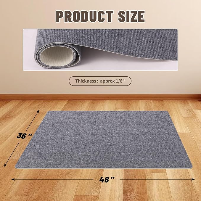 Office Chair Mat - for Hardwood Floors, Large Non-Slip Easy-Clean Floor Protection Blanket (Gray, “48 x 36in”).