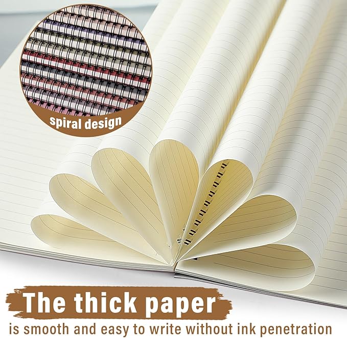 Fuutreo 24 Pcs Spiral Notebook for Work A5 8.3 x 5.7 Inch College Ruled Spiral Journal Notebook Kraft Cover, 12 Color, 60 Sheets, 120 Pages for Office School Supplies(Taro Color)