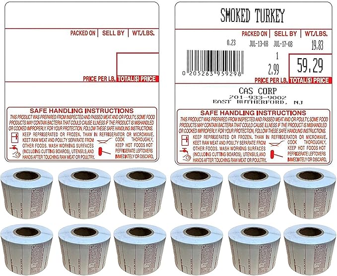 LST-8040 Printing Scale Label, All RED Letters, 58 x 60 mm, UPC 12 Rolls