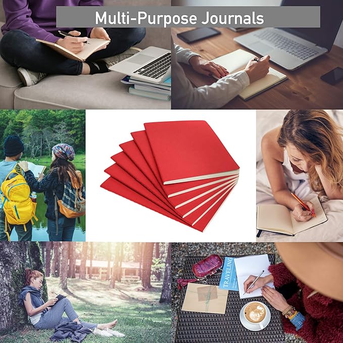 Simply Genius A5 Notebooks for Work, Travel, Business, School & More - College Ruled Notebook - Softcover Journals for Women & Men - Lined Note Books with 92 pages, 5.5" x 8.3" (Red, 6 pack)