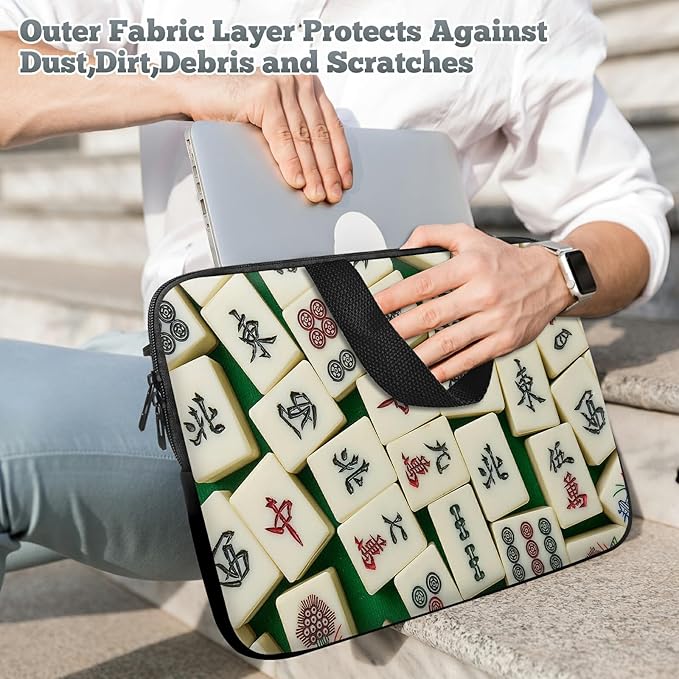 Universal Laptop Sleeve Tablet Case 12 inch, Mahjong Slim Carrying Case Durable Handbag Travel Laptop Bag for Surface Pro 9 8 7/Laptop Go 2 3, MacBook Air 11/12