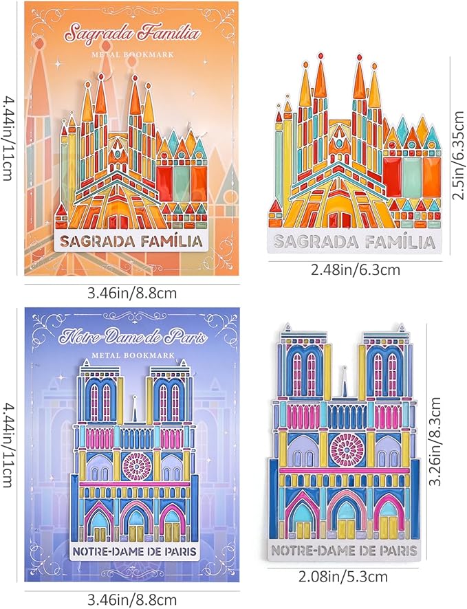 2pcs Metal Bookmarks with Transparent Design, Cute Book Marks for Readers, Aesthetic Book Markers for Kids, Teens, Teachers, Students, Book Accessories Gifts for Book Lovers, Reading Women and Men