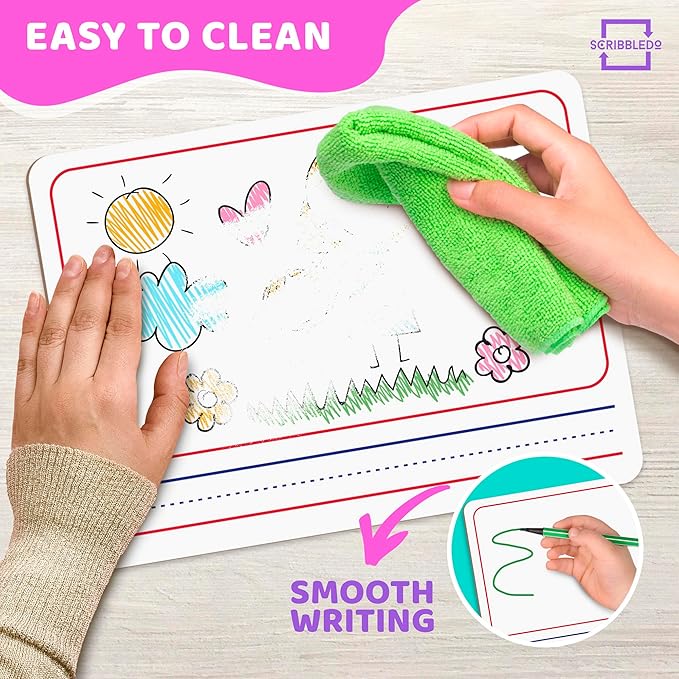 Double Sided Whiteboard 9”x12” Story Lined Dry Erase Board for Kids Writing Board Age 3-5 Practice Drawing Small White Board Teacher Elementary Grade 1 Kindergarten Preschool