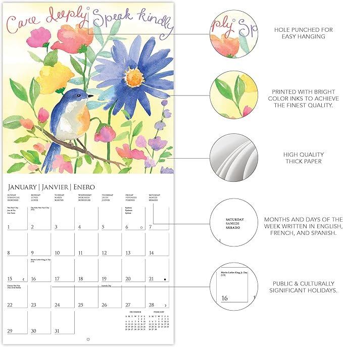 Graphique 2023 Live Love Laugh Wall Calendar | 12” x 12” | Thick Paper | Home & Office Organizer | Large Monthly Grid | 3 Languages & Marked Holidays | 4 Month Preview Page for 2024…