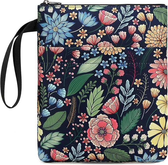 DSIUE Book Sleeve Book Lover Gifts Book Protector with Zipper, Book Covers for Paperbacks, Book Pouch with Pockets, Book Accessories,11.4 X 9 Inch