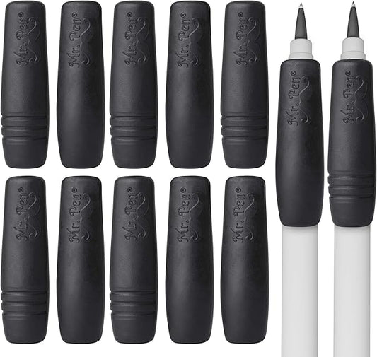 Mr. Pen Black Silicone Pencil and Pen Grip, 12 Pack, Ideal for Arthritis and Tendonitis