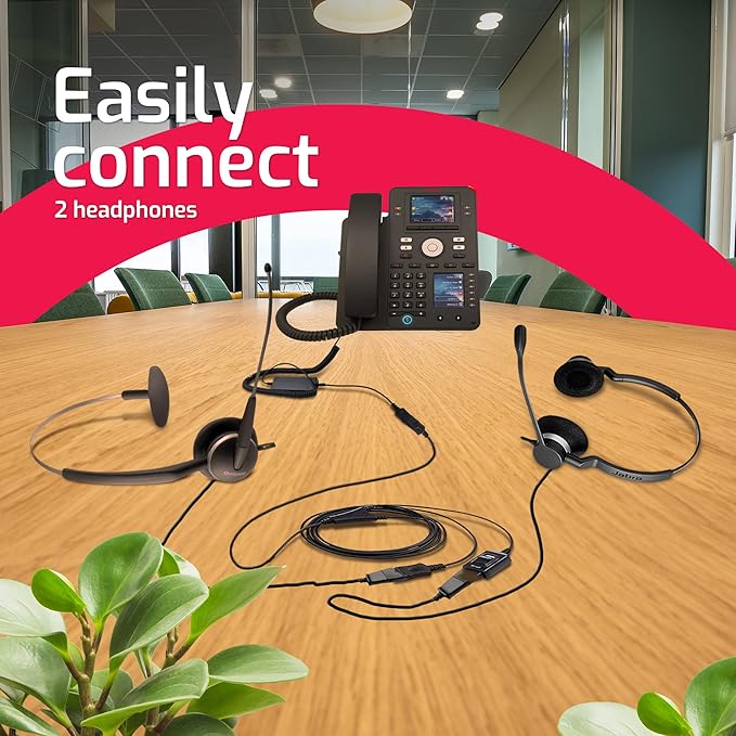 Global Teck Intelligent Cord (4ft) Compatible with Plantronics, AddaSound Headsets - QD to RJ9 with Quick Disconnect Headset Connector