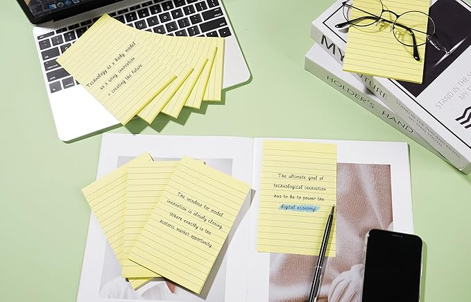 9 Pads Lined Sticky Notes 4x6 inch Post, Canary Yellow, Clean Removal, Self-Stick Pads, Large Sticky Notes Easily Used for Home, Office, School, 40 Sheets/Pad