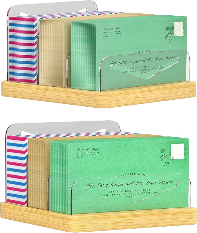 MinBoo Mail Organizer File Holders Letter Organizer Bamboo Desk Document Sorter Envelope Folder Racks Holders for Office Home School