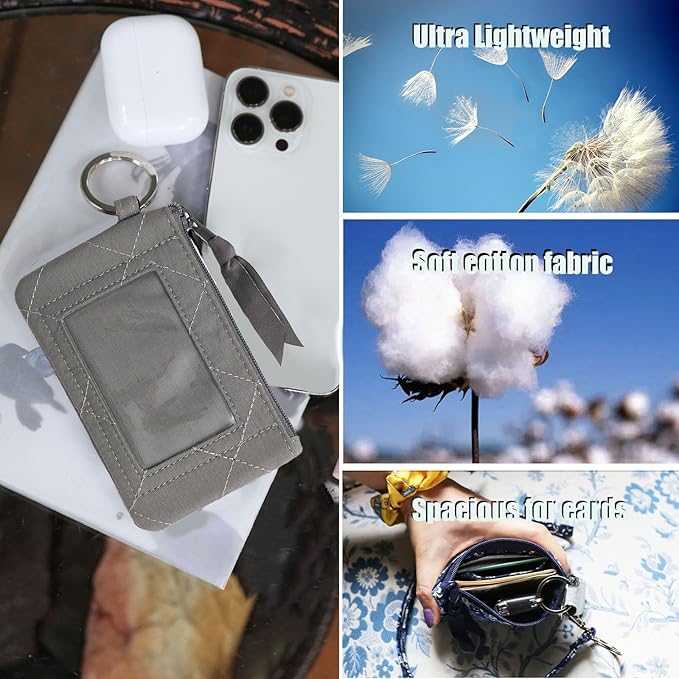 WONDERFUL FLOWER Lanyard Wallet, ID Holder, ID Wallet with Lanyard, Keychain Wallet for Women, Card Holder Wallet, Mini, Steel Gray