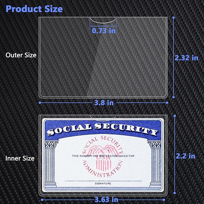 6 Pack Card Protector Social Security, Medicare, Credit & Driver's License Sleeve 3.8x2.32in