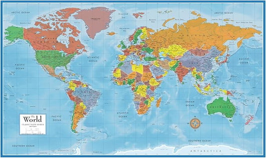 Swiftmaps World Premier Wall Map Poster Mural 24h x 36w