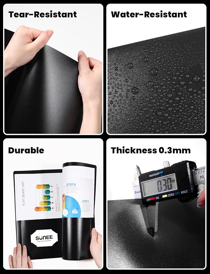 SUNEE 2 Pocket Folders with Prongs (3 Pack, Black) Plastic Folders with Pockets and Prongs Fit Letter Size, Poly Folders with Pockets for School Office Home Business