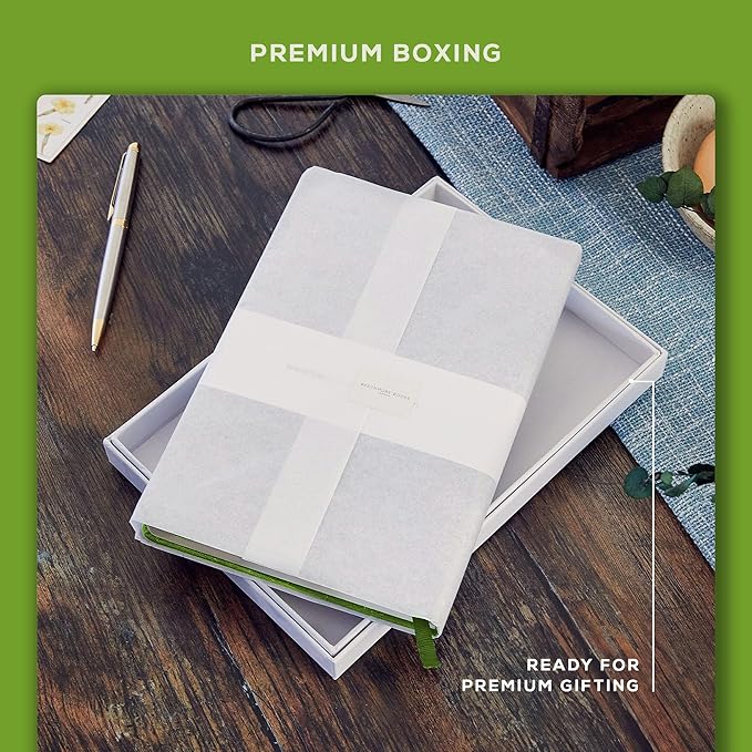 BEECHMORE BOOKS Lined Journal Notebook, 5.8 x 8.3 inch, A5 160 Lined Pages, Hardcover Leather Journals for Women, Men, Writing and Notebooks for Work - 120 GSM Thick Paper, Gifts Box Included