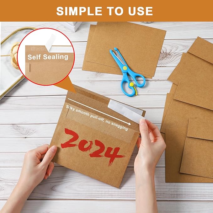 Brown Blank Greeting Cards and Envelopes 5 x 7 Heavyweight Flat Cardstock and A7 Envelopes Printable Self Seal 20 Packs for DIY Wedding Invitations, Baby Shower, Thank You Cards