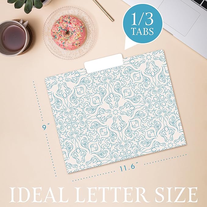 18 PCS Decorative File Folders Set, Stylish Design, Heavy Duty Letter Size Folders for Organizing Papers by Date or Day, Colorful Patterned File Folders for Home or Office Use