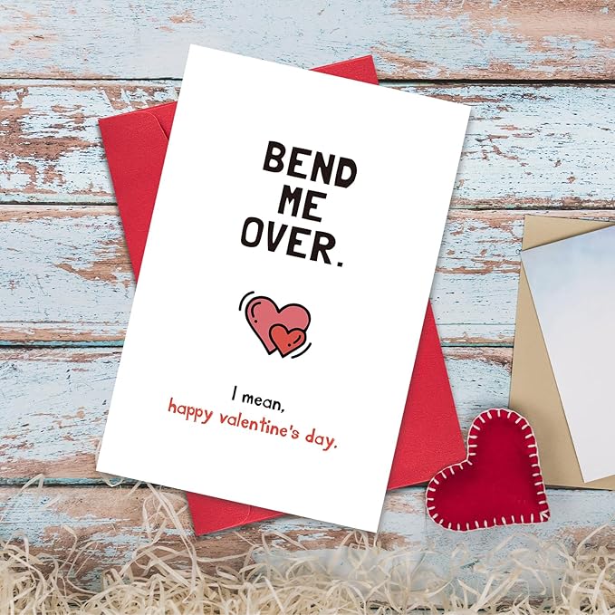 Funny Valentines Day Card for Him Her, Naughty Valentines Cards Gifts for Husband Boyfriend Men, Bend Me Over Happy Valentine’s Day Cards Gifts