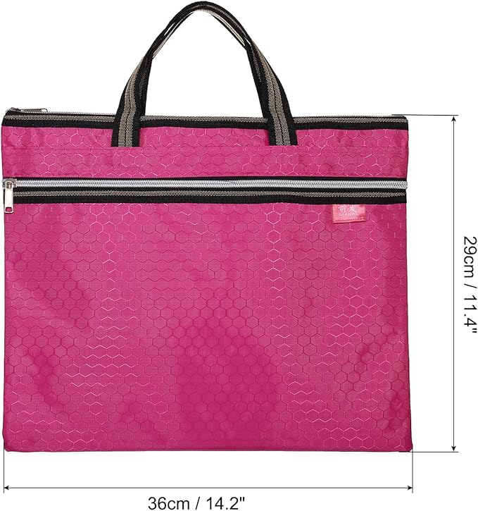 PATIKIL Waterproof Zipper File Bag, Documents Books Tools Storage Zip Pouch for Office Travel, Rose Red