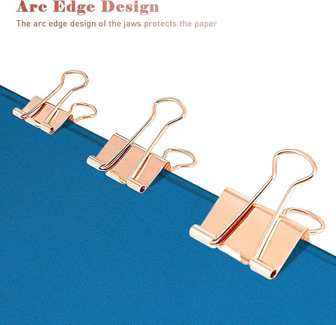 Extra Large Binder Clips, 12 Pack, 2 Inch, Standard 51mm Clamps, Rose Gold, Extra Large Binder Paper Clips, Extra Large Size, Extra Large Paper Clips, Office Clips