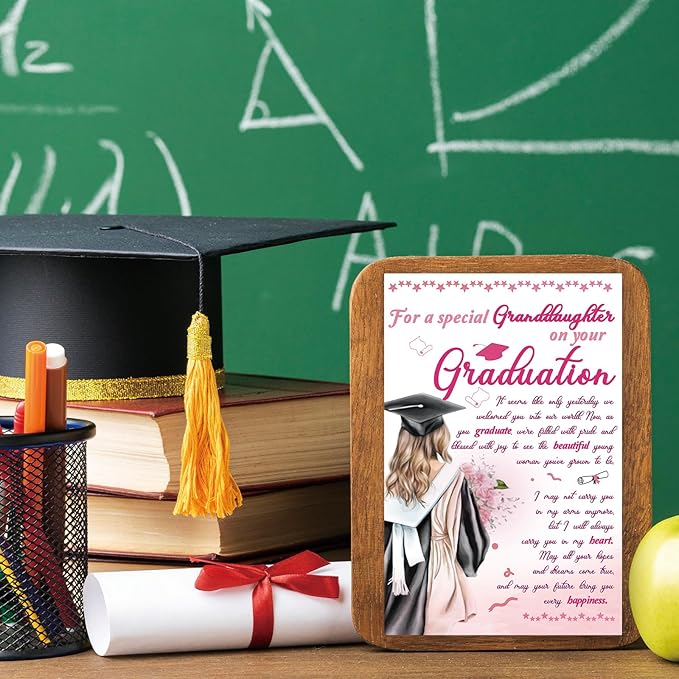 Granddaughter Graduation Card – Inspirational Graduation Gift for Her, Sentimental Congrats Card from Grandparents, Keepsake Graduation Gift for Granddaughter