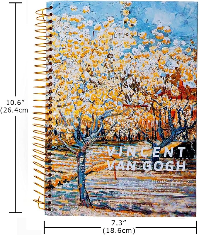 Van Gogh Notebook Hardcover Spiral Notebook Art Journal 10.6" x 7.3" 300 Pages Spiral Wide Ruled Notebook, Notebooks for Work,Gifts,Office,School
