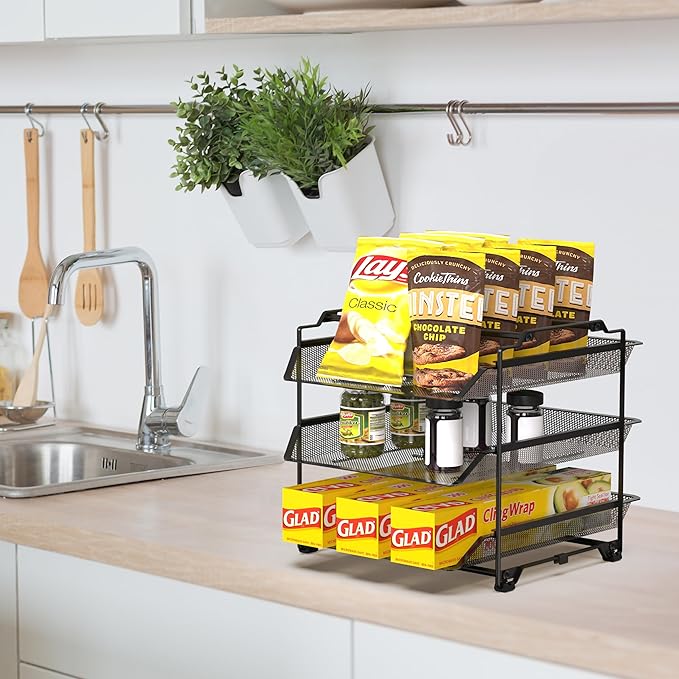 DecoBrothers Stackable Letter Tray Paper Organizer, 3 Tier, Black