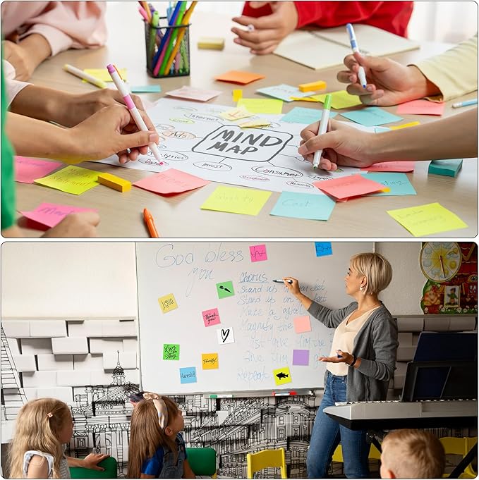 60 PCS Sticky Notes Bulk 3x3 Inch Colorful Sticky Notes 75 Sheets/Pad 12 Colors, Adhesive Sticking Self-Stick Multicolor Memo Note Pads for Teacher Student School Office Meeting Blank Desk Pads