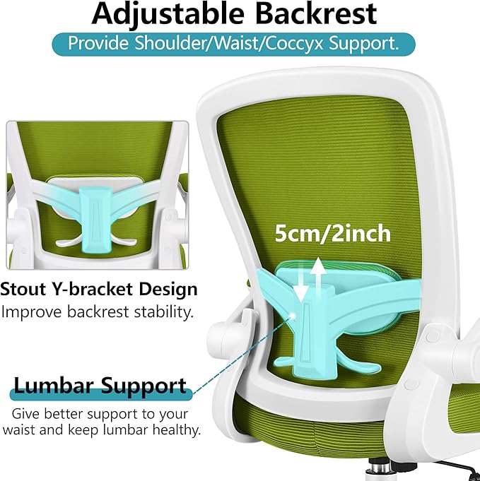 FelixKing Office Chair, Ergonomic Desk Chair Breathable Mesh Chair with Adjustable High Back Lumbar Support Flip-up Armrests, Executive Rolling Swivel Comfy Task Computer Chair for Home Office