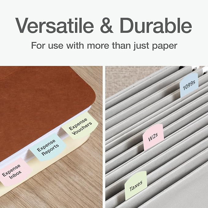 Redi-Tag Laser Printable Tabs, Permanent Index Tabs, Customizable Adhesive Labels, Assorted Pastel Colors, 1.125" x 1.25", 375 Per Pack (1006791)