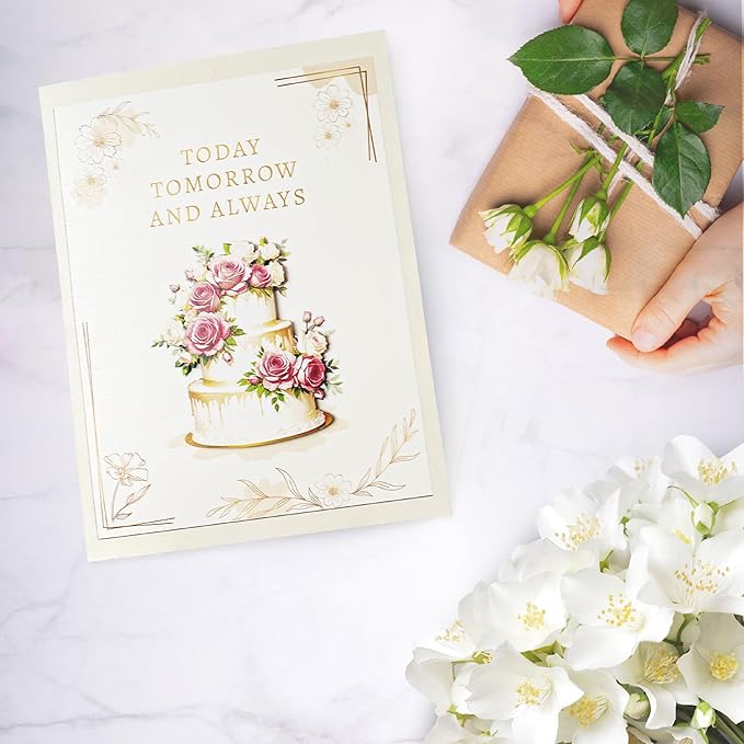 Handmade 3D Wedding Pop Up Card - Perfect Wedding Card for Bride and Groom, Ideal Valentine’s Day for Girlfriend, Husband, Wife, Boyfriend, Bride, Groom