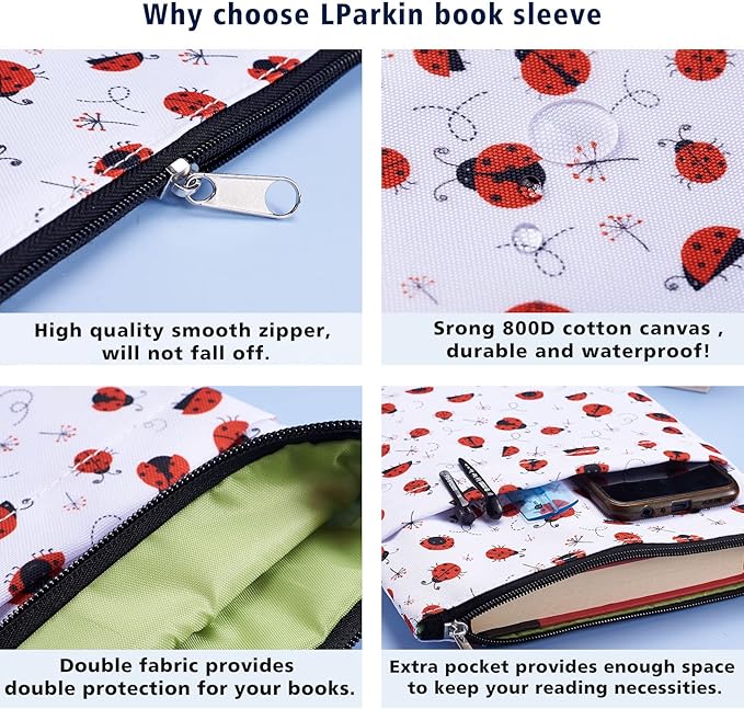 Book Sleeve for Book Lovers, Bookish Book Protector, Book Covers for Paperbacks, Washable Fabric, Book Sleeves with Zipper, Medium 11 Inch X 8.7 Inch