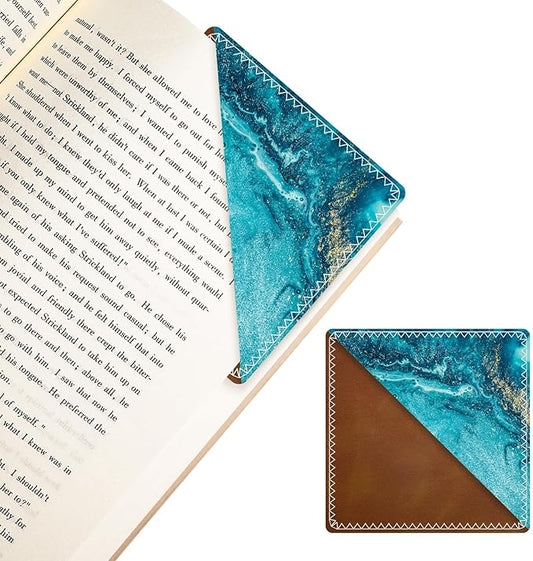 Personalized Leather Bookmarks, Fun & Cute Book Accessories for Reading Lovers, Unbreakable Page Markers for Women Men Girls Boys Student Teacher Kids Retirement Birthday Gifts (Water Ripple)