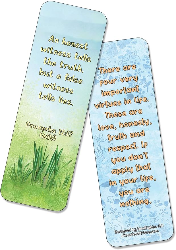 NewEights Famous Verses and Quotes on Honesty (12-Pack) – Daily Motivational Card Set – Collection Set Book Page Clippers – Ideal for Church Events