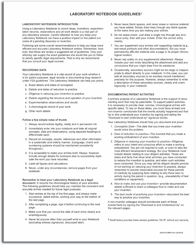 BookFactory Lab Notebook Laboratory Notebook - Professional Grade - 96 Pages, 8" x 10" (Ruled Format) Black and Burgundy Imitation Leather Cover, Section Sewn Hardbound (LRU-096-SRS-A-LKMST1)