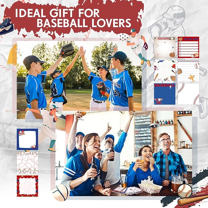 Thenshop 9 Pads Sport Sticky Notes Ball Self Stick Notepads 3x3 Inches Notes Cute Adhesive Memo Pad Gifts for Office Sports Birthday Party Favors(Baseball)