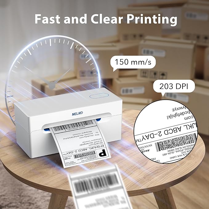 Nelko Bluetooth Thermal Label Printer, Wireless 4x6 Shipping Label Printer for Shipping Packages, Support Android, iPhone and Windows, Widely Used for Amazon, Ebay, Shopify (Sliver White)