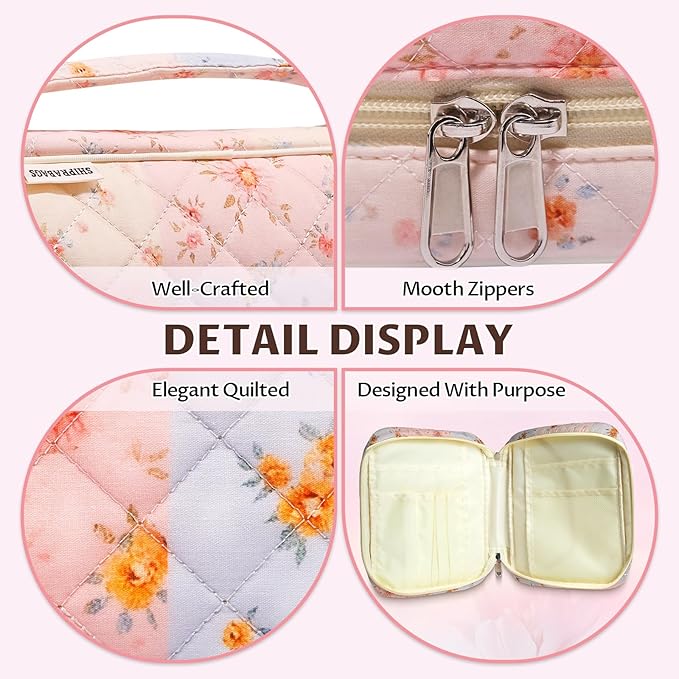 shirabags Quilted Bible Cover Case for Women - Elegant Cotton Bible Bag for Study, Church, Christian Gifts for Women (Blue pin, M)