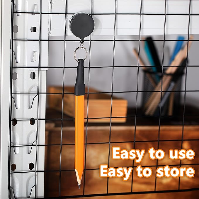 14 Pcs Carpenter Pencils, 7 Inches Flat Octagonal Hard Black Woodworking Construction Pencils Heavy Duty with Pencil Sharpener and Retractable Pencil Holder for Contractor Carpentry (Yellow)