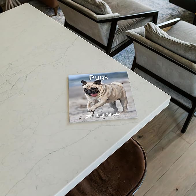 2025 Pugs Monthly Wall Calendar | 12" x 24" | Thick Sturdy Paper | Dog Calendar 2024-2025 (Pugs)