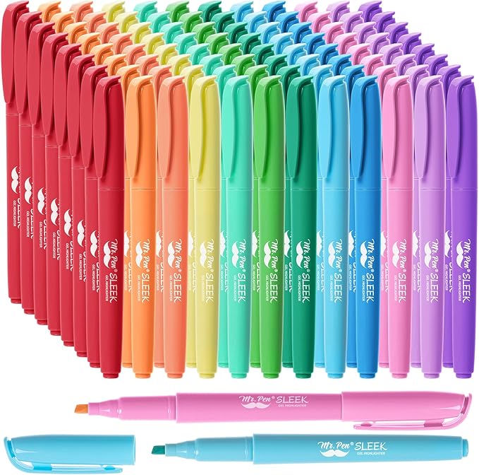 Mr. Pen- Highlighter Set, 96 Pack, Pastel Highlighters Chisel Tip, Bulk Highlighters Assorted Colors, Colored Highlighters Bulk, Highlighters No Bleed, Colorful Highlighters Pastel, Highlighter Pens