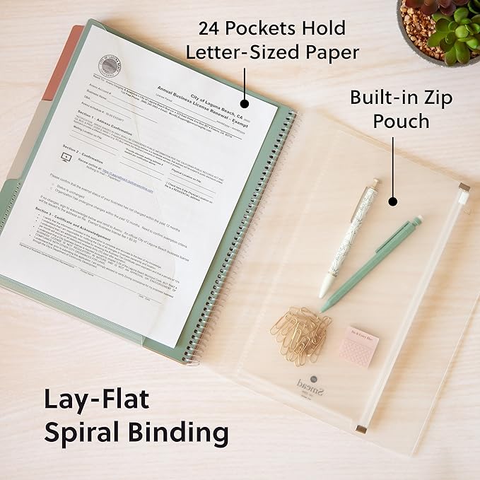 Smead Project Organizer, Office Supplies, 24 Pockets, Clear Cover with Assorted Bright Tabs, Tear Resistant Poly File Organizer, Document Organizer with 1/3-Cut Tabs, Letter Size (89213)